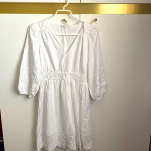 Knee-length white embroidered dress, by Gap